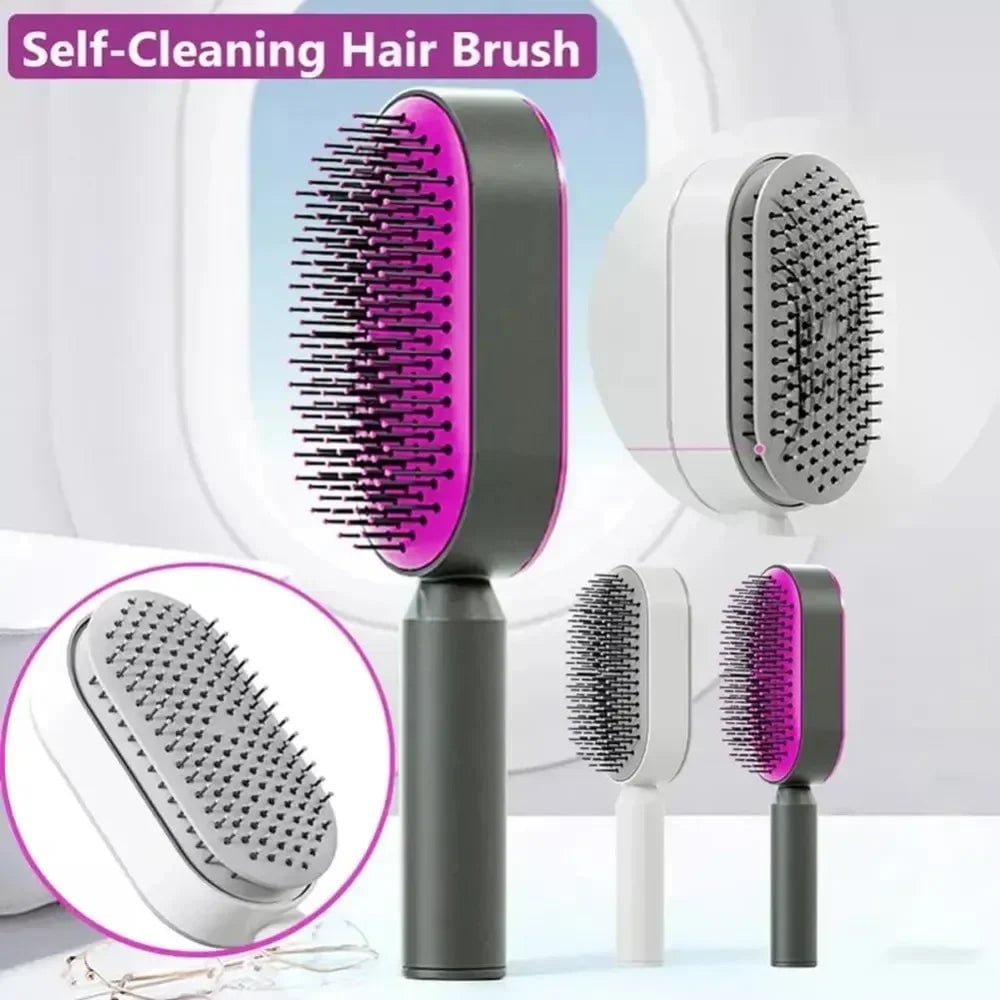 Self-Cleaning Hair Brush: 3D Air Cushion Massage Comb, Airbag Massage, One-Key Detangling, Styling Tools