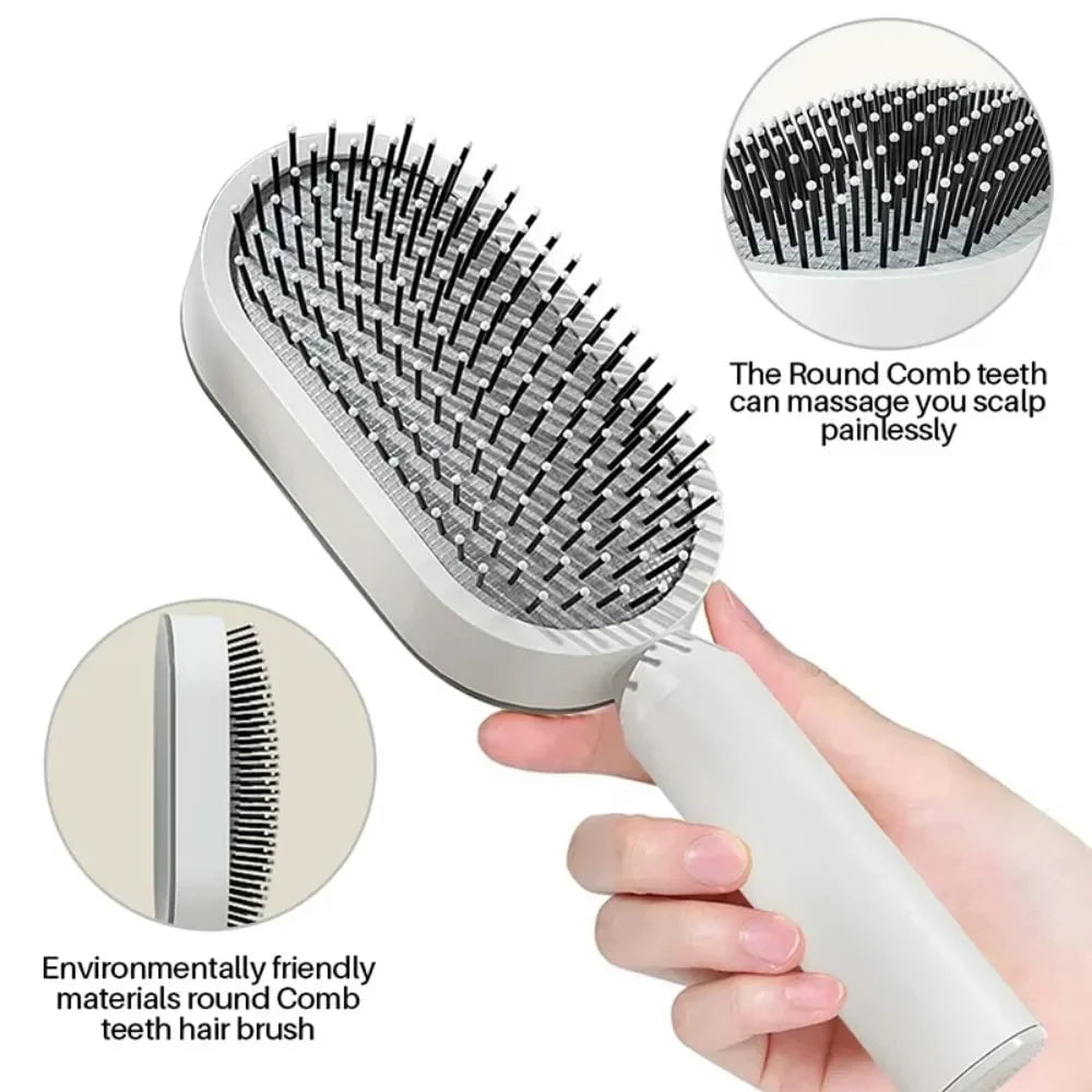 Self-Cleaning Hair Brush: 3D Air Cushion Massage Comb, Airbag Massage, One-Key Detangling, Styling Tools