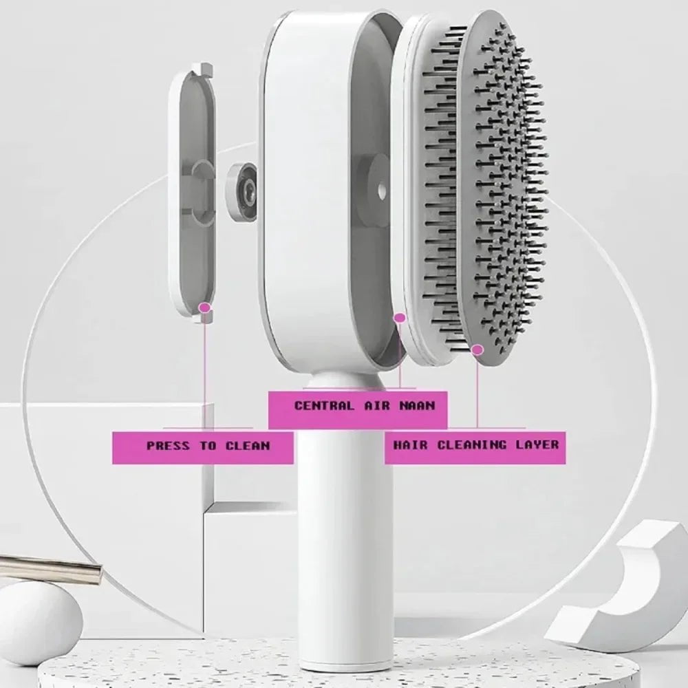 Self-Cleaning Hair Brush: 3D Air Cushion Massage Comb, Airbag Massage, One-Key Detangling, Styling Tools