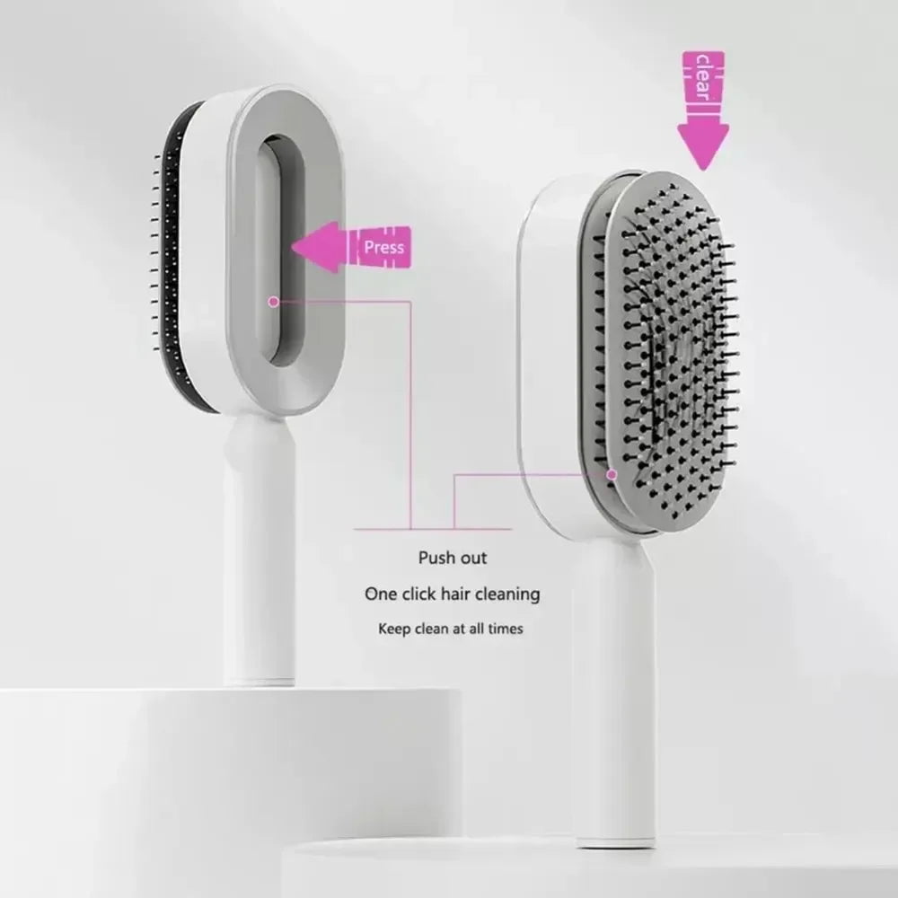 Self-Cleaning Hair Brush: 3D Air Cushion Massage Comb, Airbag Massage, One-Key Detangling, Styling Tools