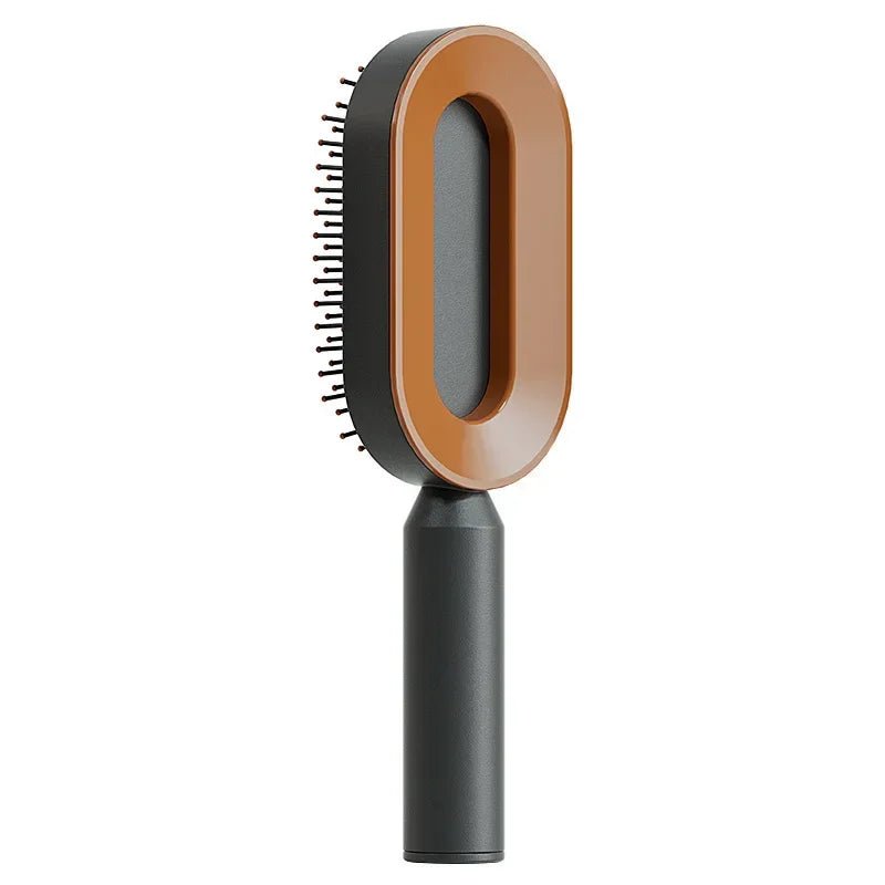 Self-Cleaning Hair Brush: 3D Air Cushion Massage Comb, Airbag Massage, One-Key Detangling, Styling Tools No Press- Gold / UNITED KINGDOM