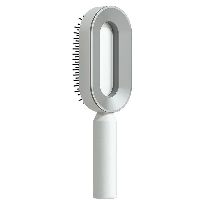 Self-Cleaning Hair Brush: 3D Air Cushion Massage Comb, Airbag Massage, One-Key Detangling, Styling Tools No Press- White / UNITED KINGDOM