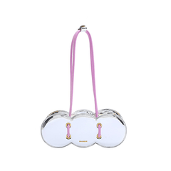 Semi- Circle Shaped Bag with Chic Pink Top Handle