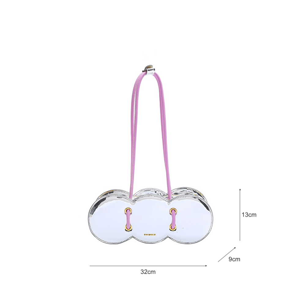 Semi- Circle Shaped Bag with Chic Pink Top Handle