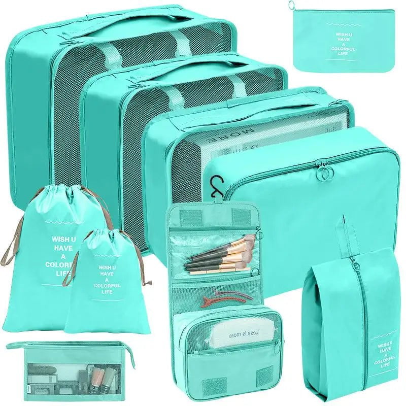 Set of 7-10 Travel Organizer Packing Cubes for Suitcase 10pcs light blue