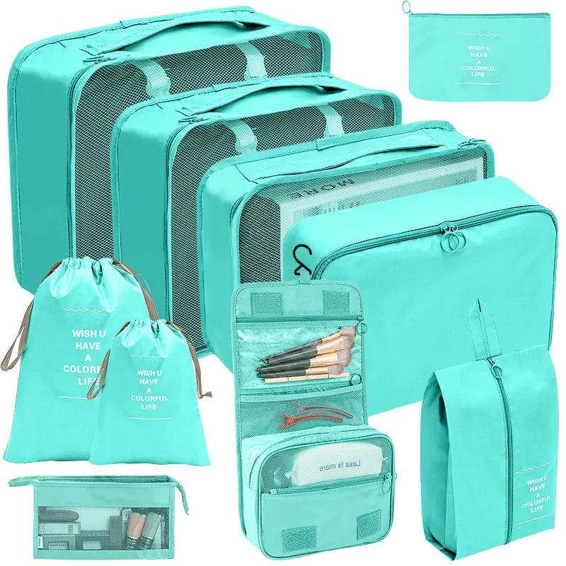 Set of 7-10 Travel Organizer Packing Cubes for Suitcase