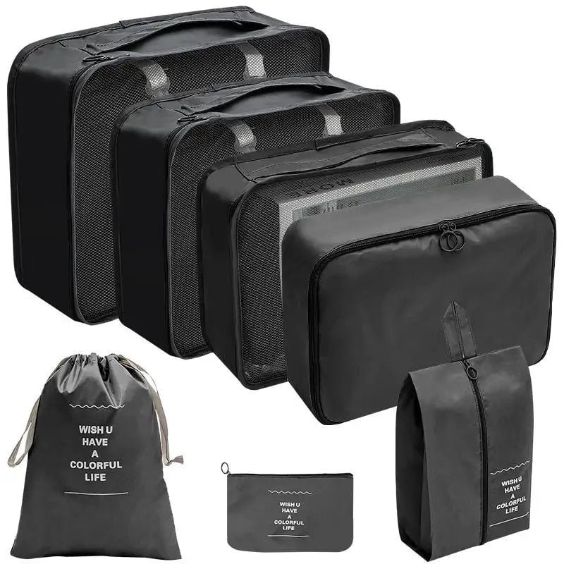 Set of 7-10 Travel Organizer Packing Cubes for Suitcase