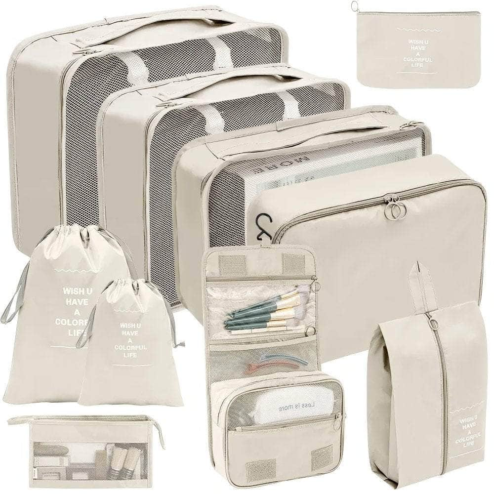 Set of 7-10 Travel Organizer Packing Cubes for Suitcase