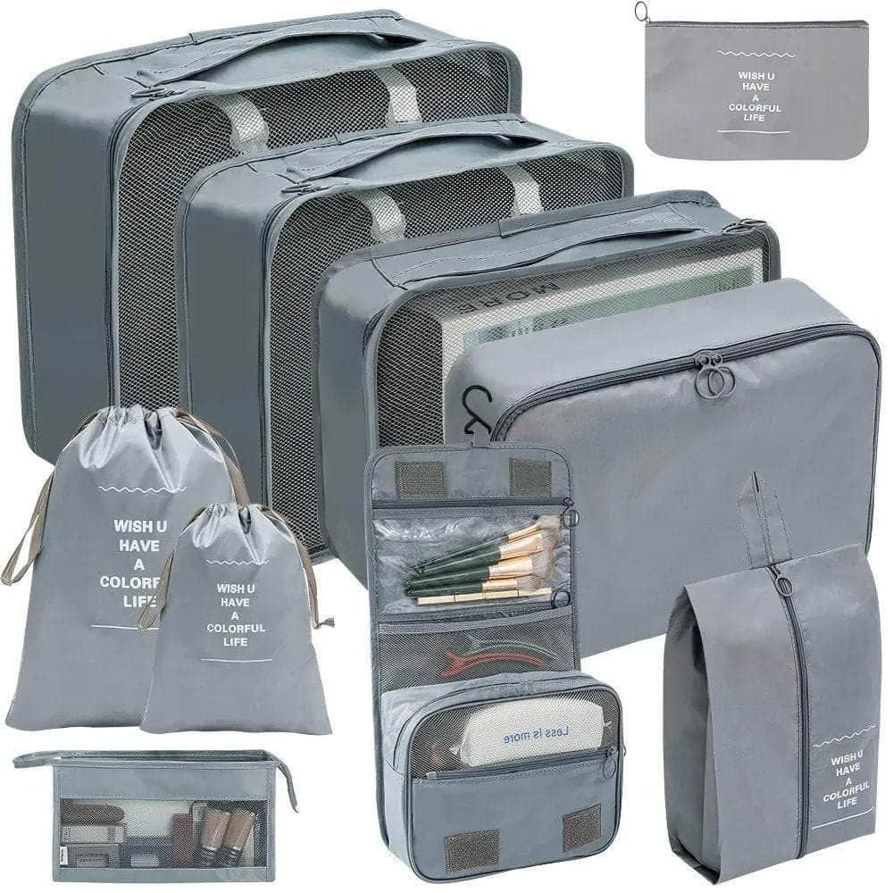 Set of 7-10 Travel Organizer Packing Cubes for Suitcase