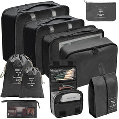 Set of 7-10 Travel Organizer Packing Cubes for Suitcase