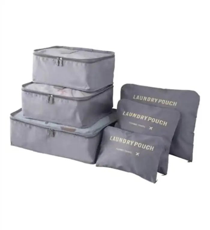 Set of 7-10 Travel Organizer Packing Cubes for Suitcase 6pcs gray