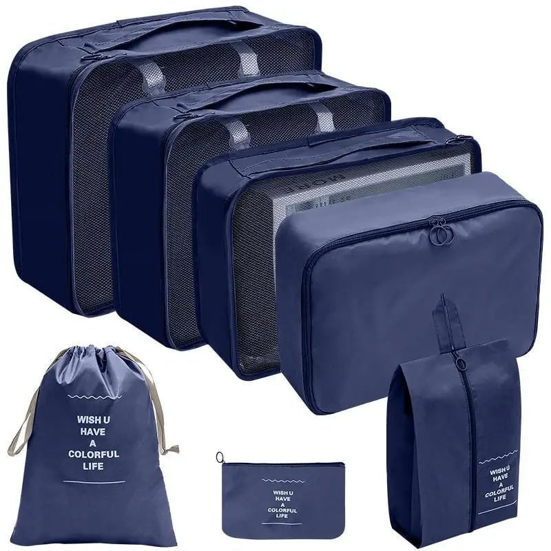 Set of 7-10 Travel Organizer Packing Cubes for Suitcase 7pcs navy