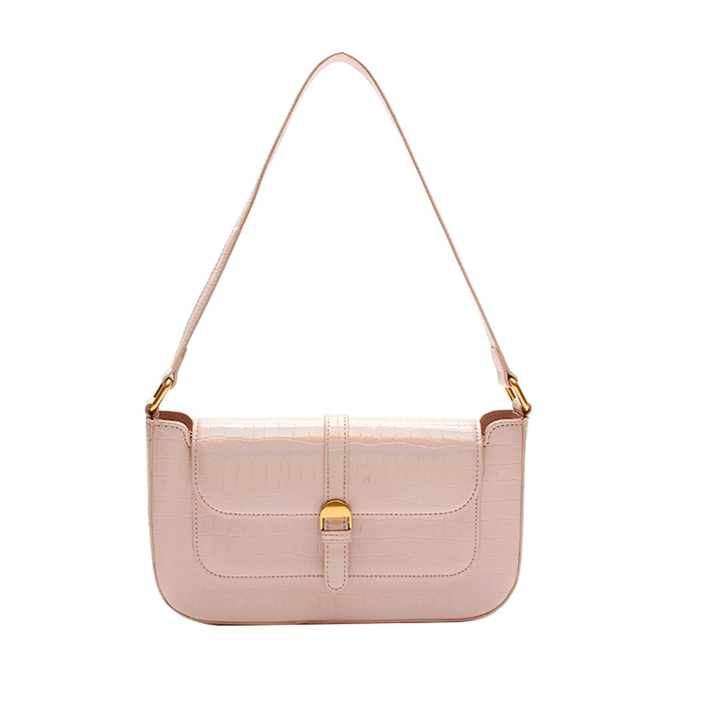 Shimmering Grained Shoulder Handbag