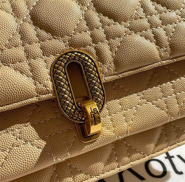 Shimmering Metallic Deco Quilted Leather Handbag