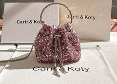 Shimmering Sequined Evening Bucket Bag