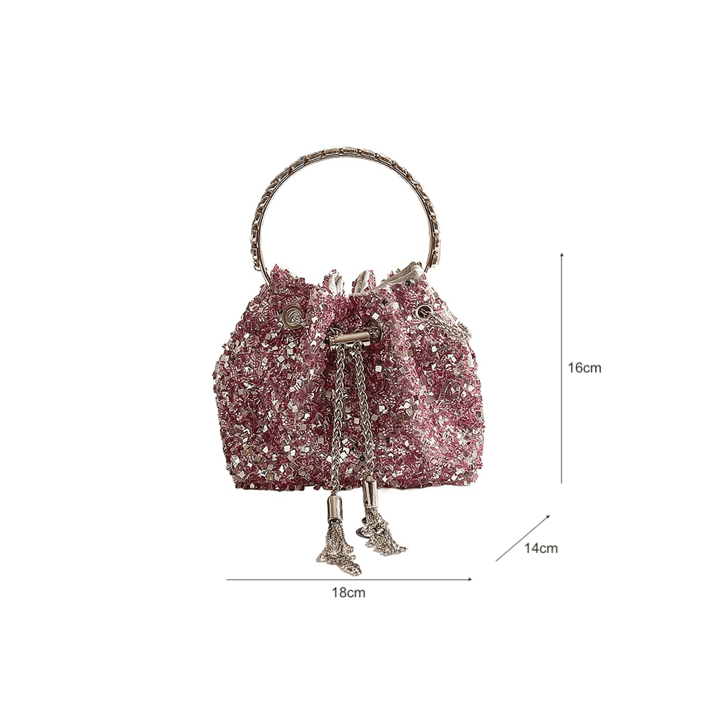 Shimmering Sequined Evening Bucket Bag