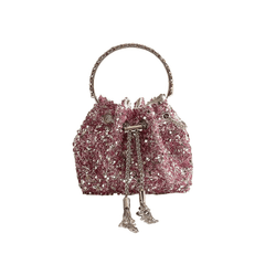 Shimmering Sequined Evening Bucket Bag