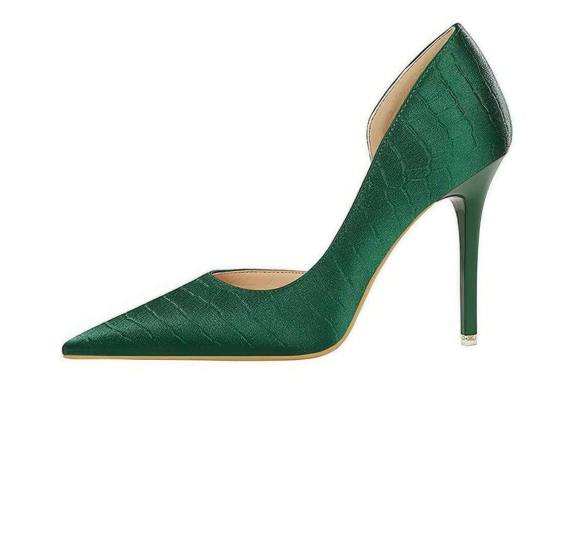 Shimmery Pointed Toes Croc Stilettos EU 33 / Green / 11CM