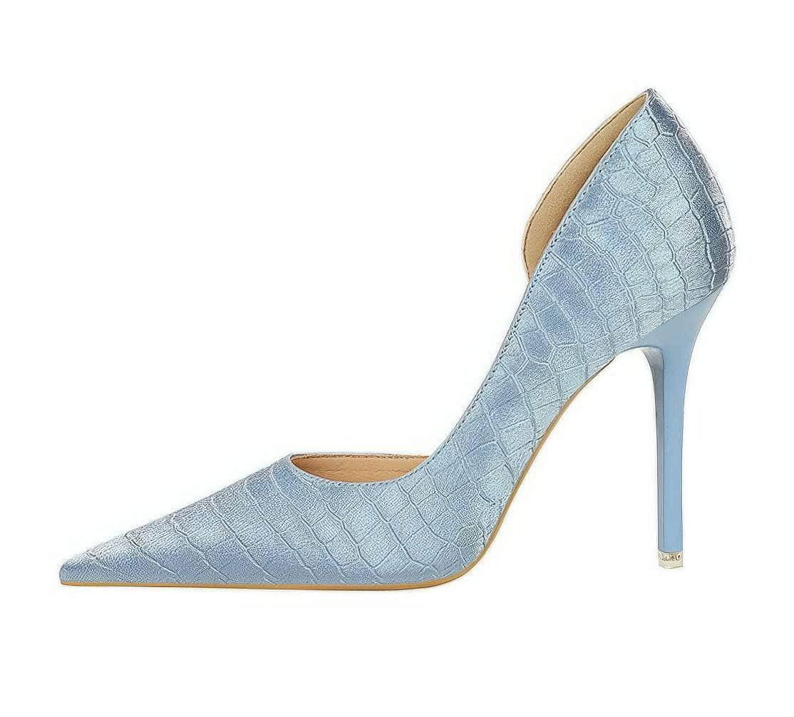 Shimmery Pointed Toes Croc Stilettos EU 33 / LightSkyBlue / 11CM