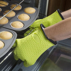 Silicone Grilling Gloves with Lanyard - Heat Resistant, Non-slip Cooking BBQ Grill and Baking Mitts (1/2Pc)