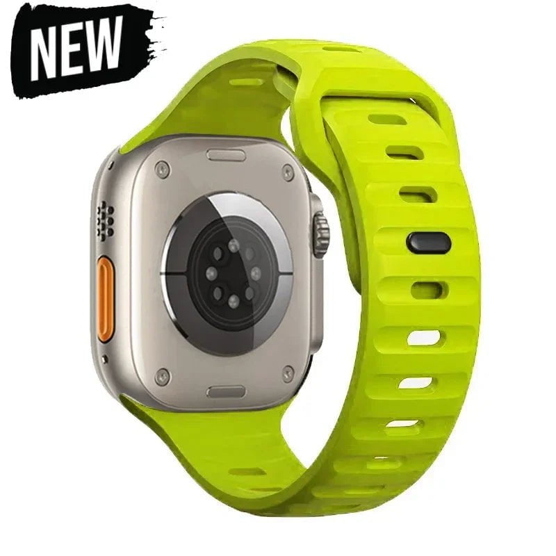 Silicone Strap for Apple Watch - Compatible with iWatch 9/8/7/6/SE/5/4, Various Sizes (38mm, 40mm, 41mm, 42mm, 44mm, 45mm, 49mm) Fluorescent Green / 38 40 41mm