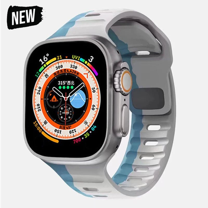 Silicone Strap for Apple Watch - Compatible with iWatch 9/8/7/6/SE/5/4, Various Sizes (38mm, 40mm, 41mm, 42mm, 44mm, 45mm, 49mm) Gray Blue / 38 40 41mm / CHINA