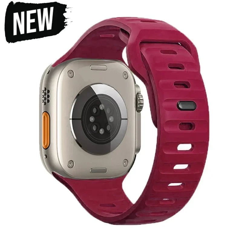 Silicone Strap for Apple Watch - Compatible with iWatch 9/8/7/6/SE/5/4, Various Sizes (38mm, 40mm, 41mm, 42mm, 44mm, 45mm, 49mm) Wine Red / 38 40 41mm