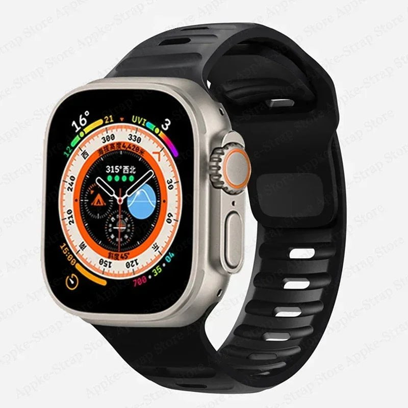 Silicone Strap for Apple Watch - Ultra 2, Compatible with iWatch 8/7/6/5/SE/4, Various Sizes Black / 38 40 41mm