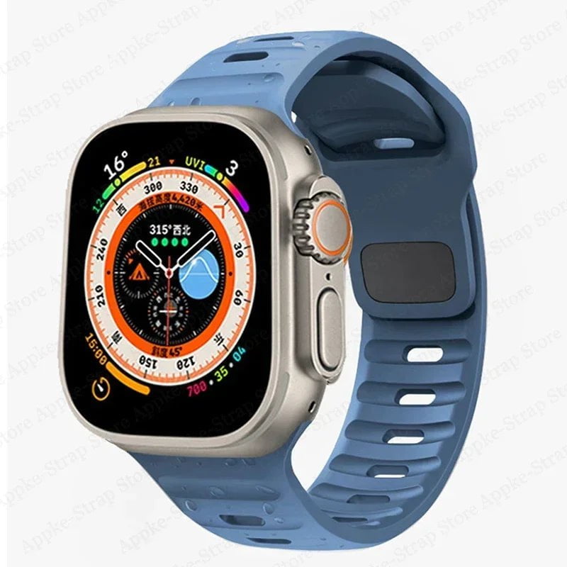 Silicone Strap for Apple Watch - Ultra 2, Compatible with iWatch 8/7/6/5/SE/4, Various Sizes Blue / 38 40 41mm