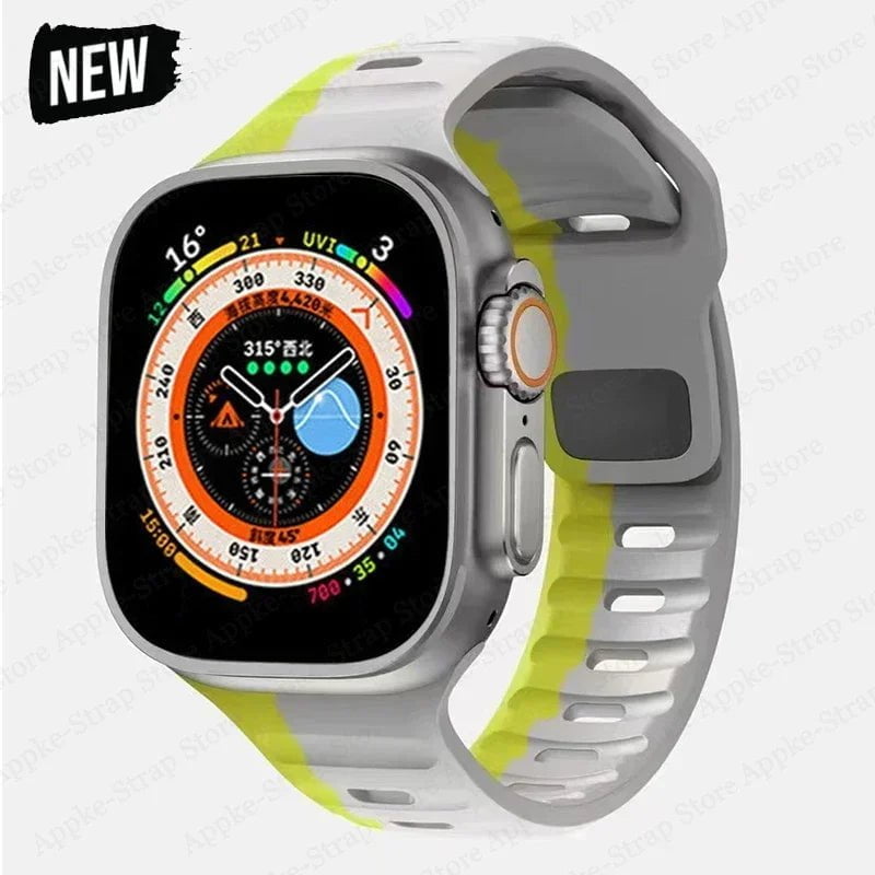 Silicone Strap for Apple Watch - Ultra 2, Compatible with iWatch 8/7/6/5/SE/4, Various Sizes Fluorescence Gray / 38 40 41mm