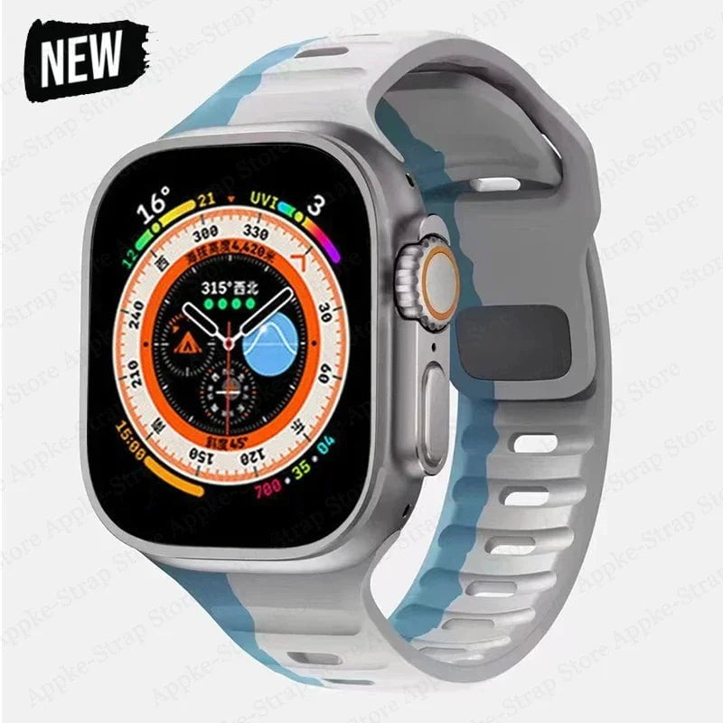 Silicone Strap for Apple Watch - Ultra 2, Compatible with iWatch 8/7/6/5/SE/4, Various Sizes Light Gray Blue / 38 40 41mm