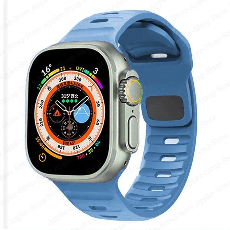 Silicone Strap for Apple Watch - Ultra 2, Compatible with iWatch 8/7/6/5/SE/4, Various Sizes Sky Blue / 38 40 41mm / CHINA