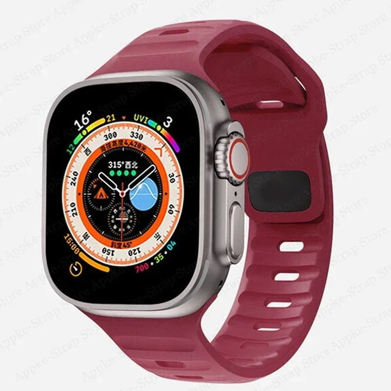 Silicone Strap for Apple Watch - Ultra 2, Compatible with iWatch 8/7/6/5/SE/4, Various Sizes Wine Red / 38 40 41mm
