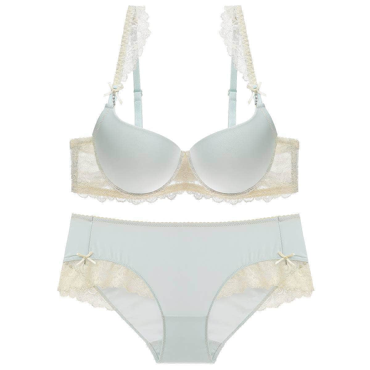 Silky Scalloped Lace Bra Panty Set 70A / LightBlue