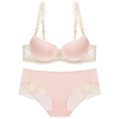 Silky Scalloped Lace Bra Panty Set 70A / Pink