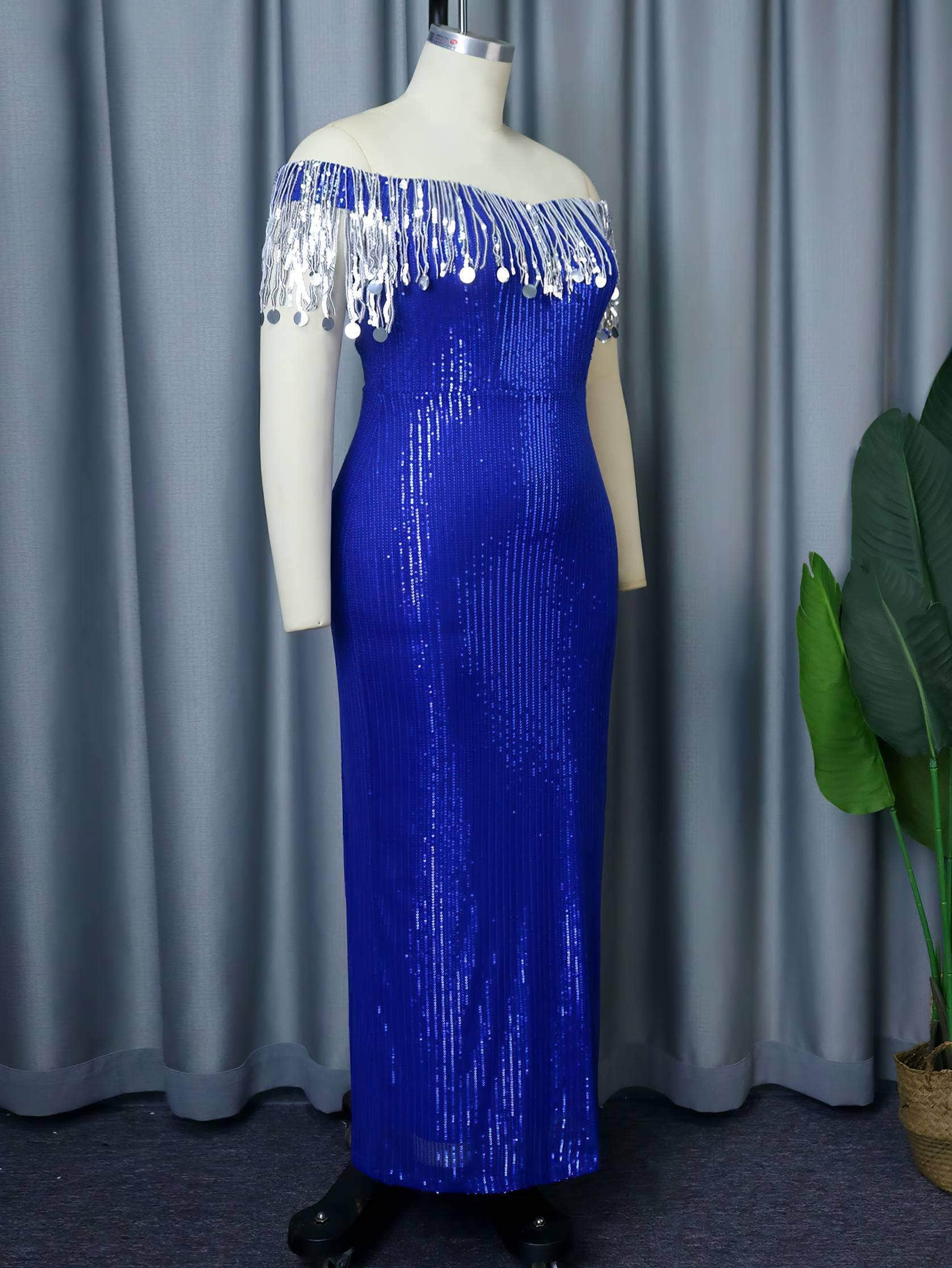 Silver Tassel Sequin Slim Fit Dress