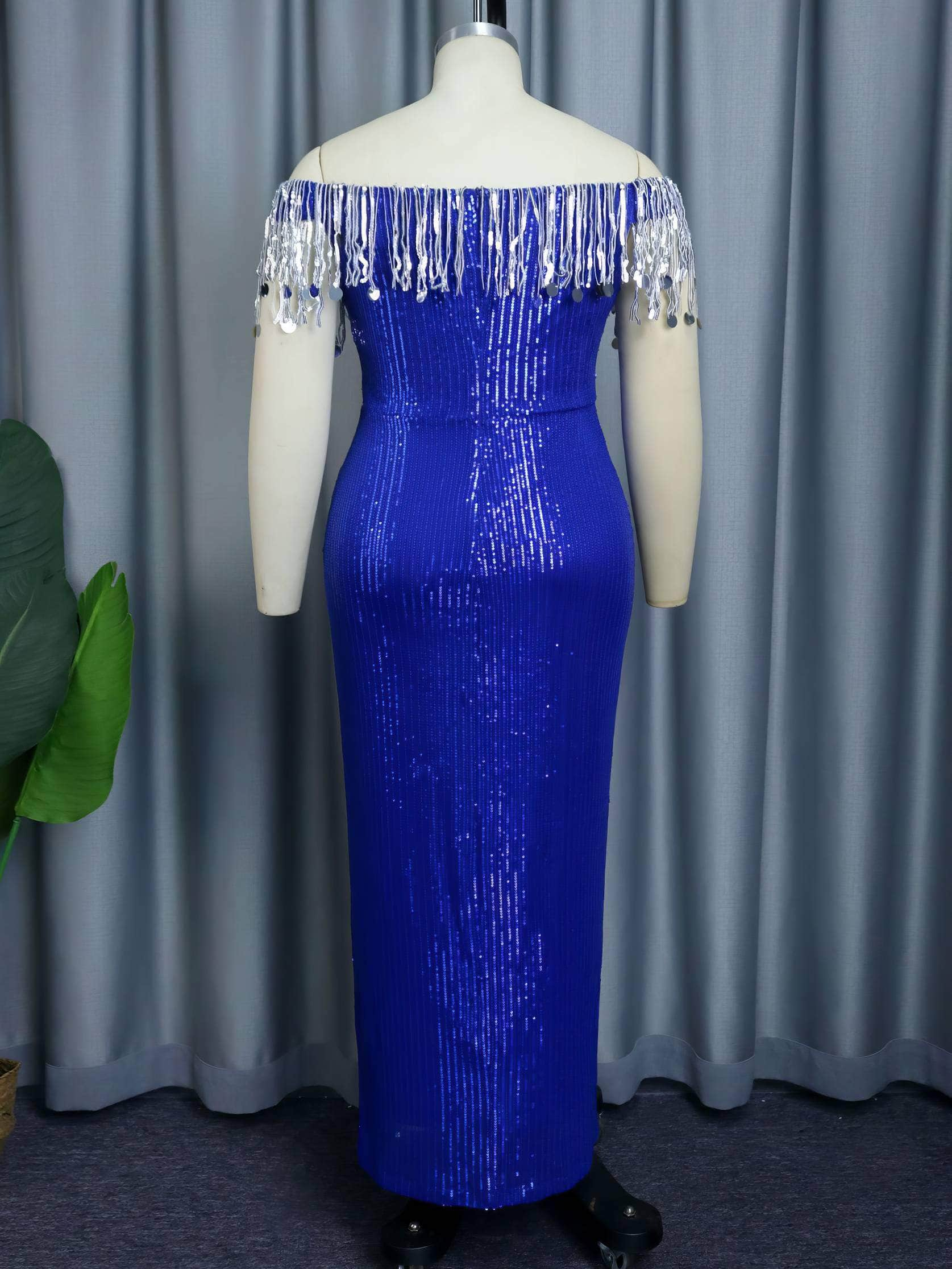 Silver Tassel Sequin Slim Fit Dress