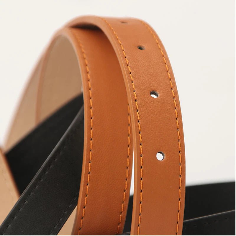 Simple Metal Buckle Women's Belts: Ideal for Dresses, Jeans, and Pants, Lady's Waistband from Luxury Designer Brand