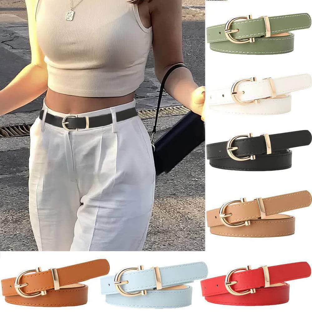 Simple Metal Buckle Women's Belts: Ideal for Dresses, Jeans, and Pants, Lady's Waistband from Luxury Designer Brand