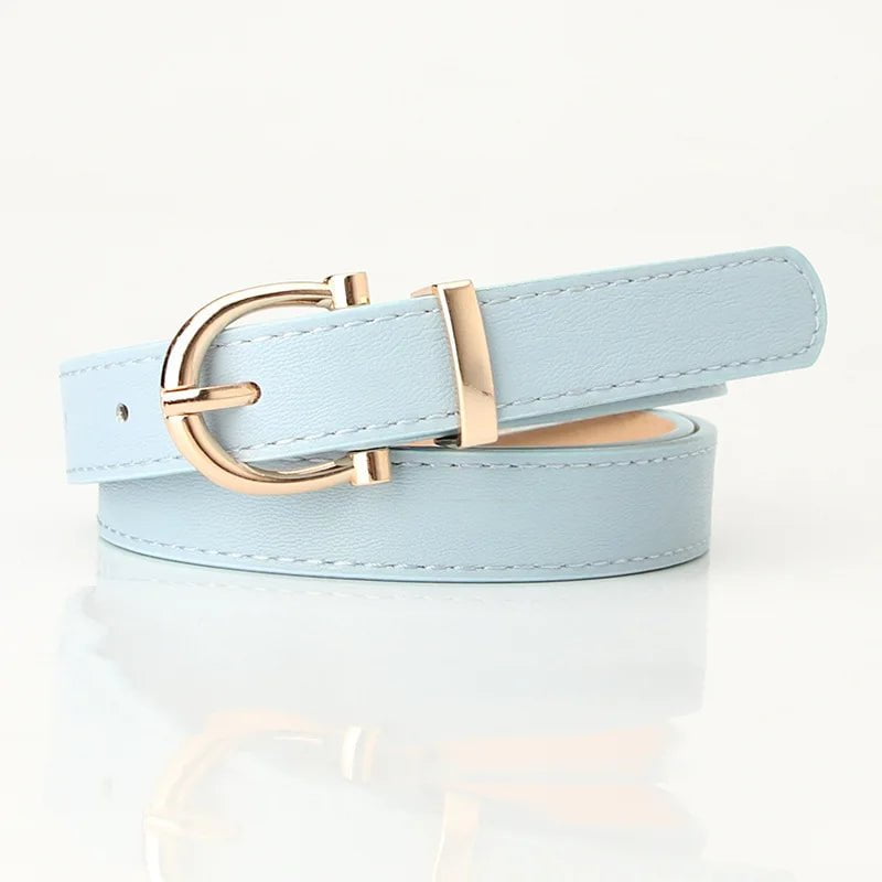 Simple Metal Buckle Women's Belts: Ideal for Dresses, Jeans, and Pants, Lady's Waistband from Luxury Designer Brand Blue / 105cm-41.33 inch