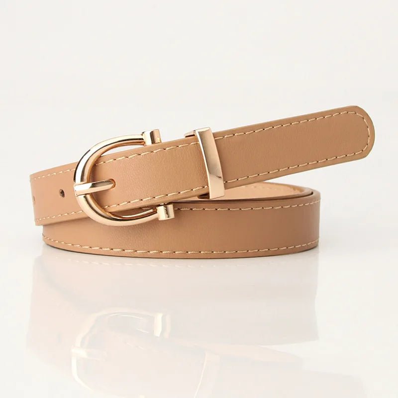 Simple Metal Buckle Women's Belts: Ideal for Dresses, Jeans, and Pants, Lady's Waistband from Luxury Designer Brand Khaki / 105cm-41.33 inch