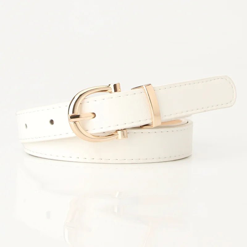 Simple Metal Buckle Women's Belts: Ideal for Dresses, Jeans, and Pants, Lady's Waistband from Luxury Designer Brand WHITE / 105cm-41.33 inch