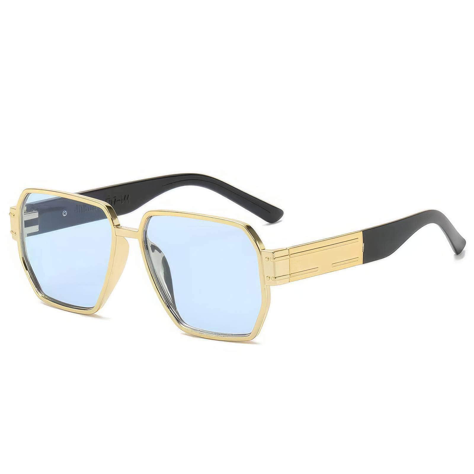 Simple Square Oversized Sunglasses Blue/Gold / Resin