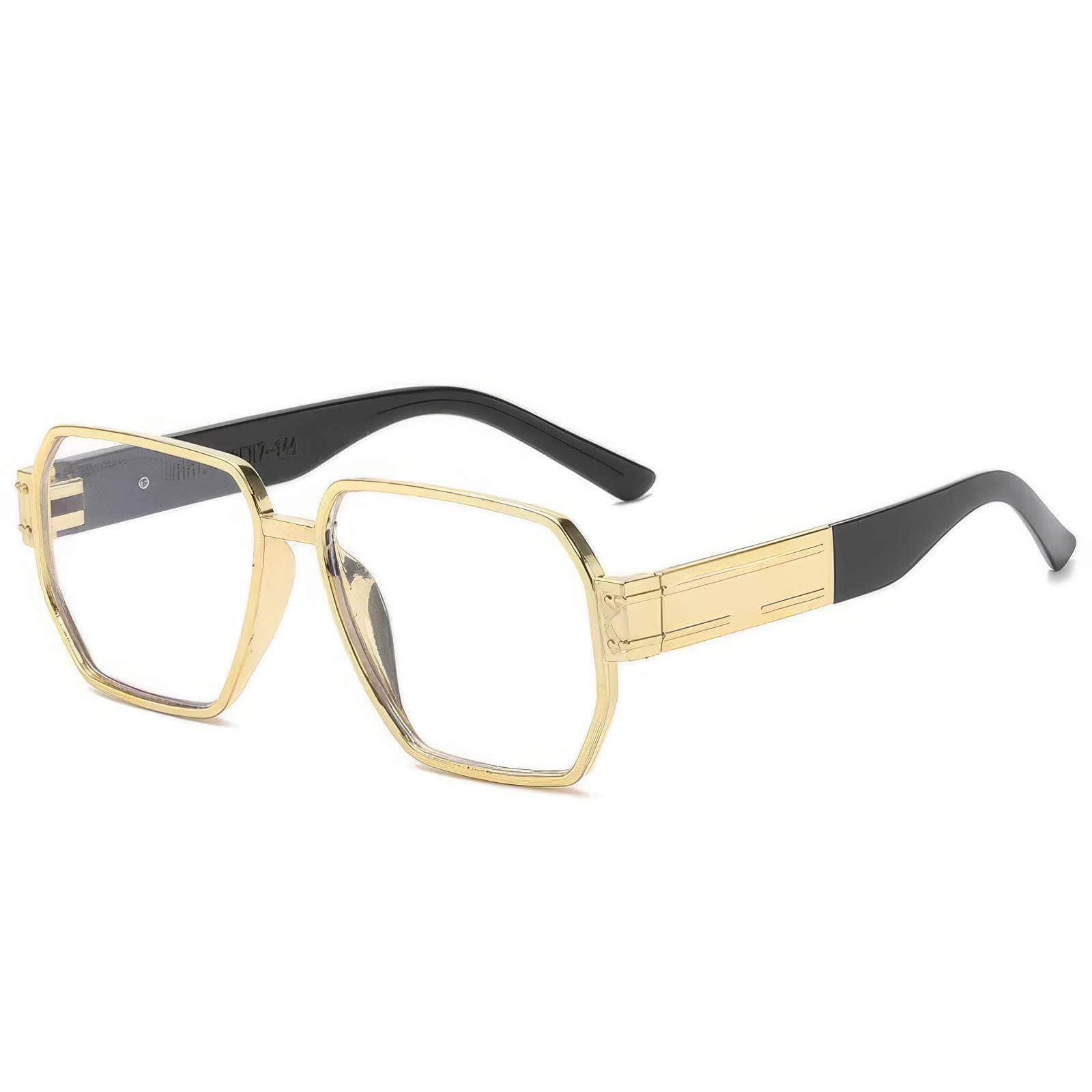 Simple Square Oversized Sunglasses Gold/White / Resin
