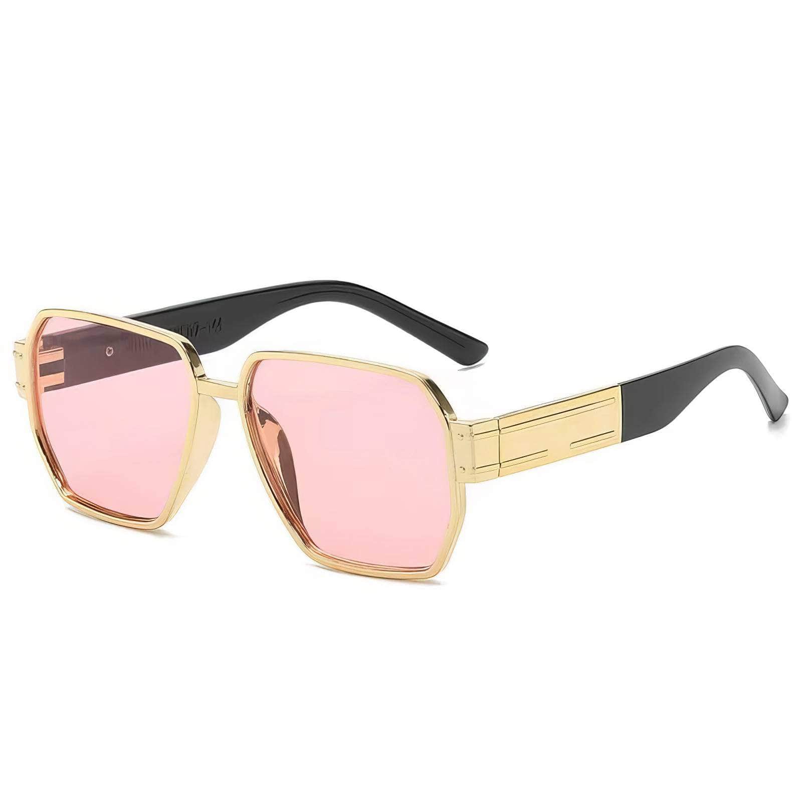 Simple Square Oversized Sunglasses Pink/Gold / Resin