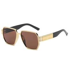 Simple Square Oversized Sunglasses Tea/Gold / Resin