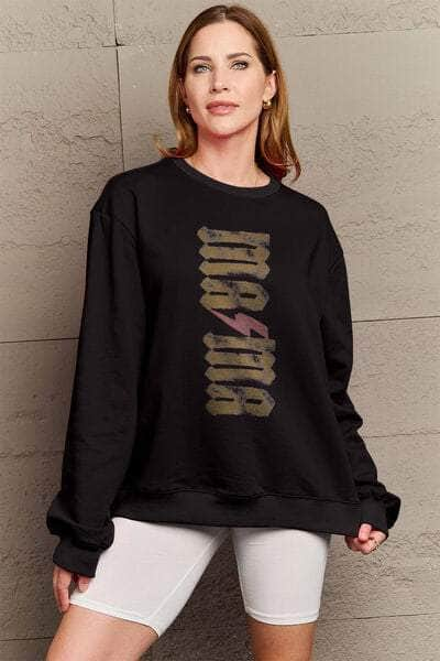 Simply Love Full Size MAMA Round Neck Sweatshirt Black / S