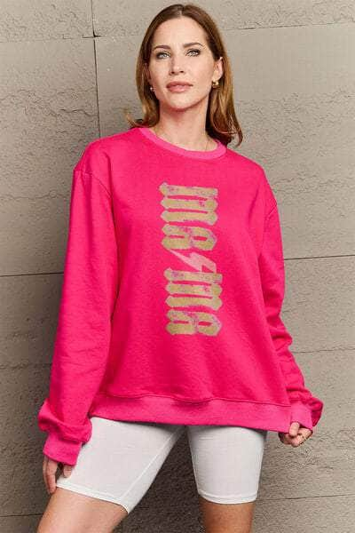 Simply Love Full Size MAMA Round Neck Sweatshirt Deep Rose / S