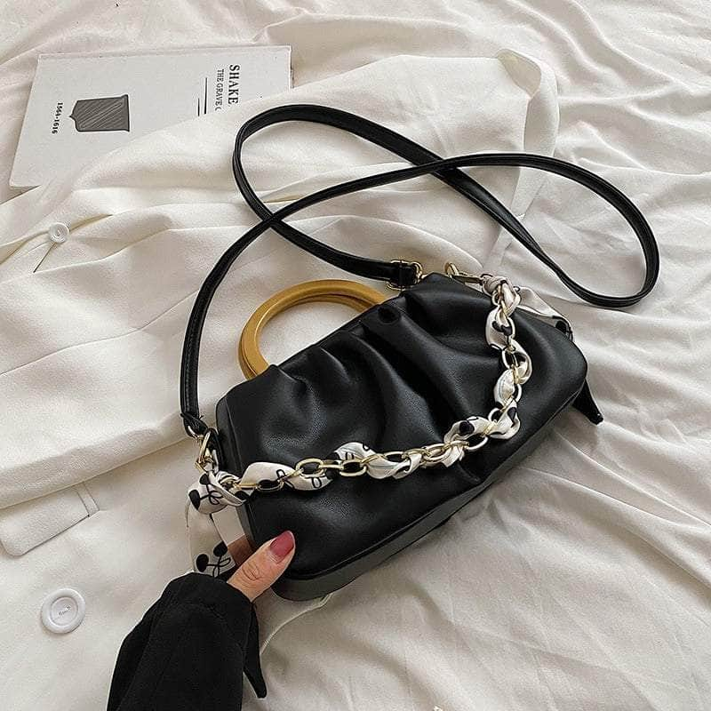 Single Handle Fashionable Clutch Handbag Black