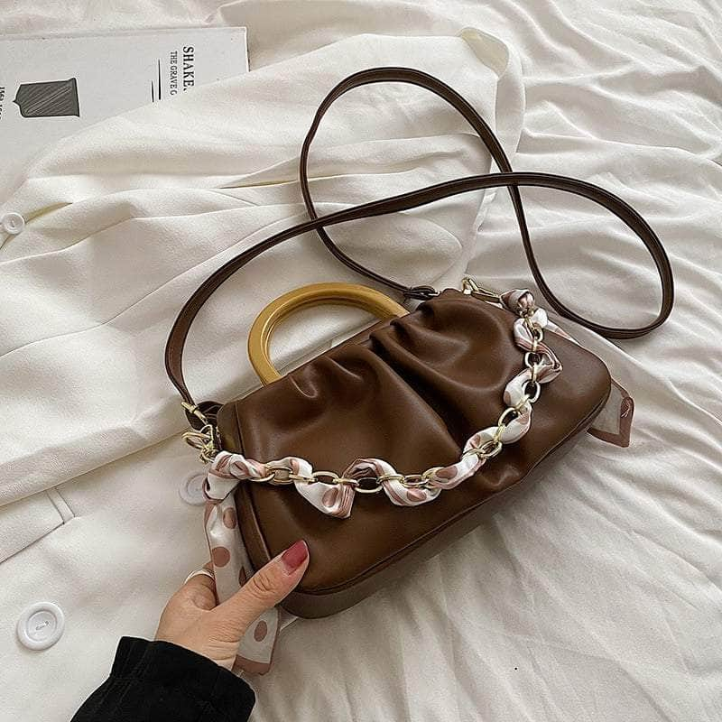 Single Handle Fashionable Clutch Handbag Coffee